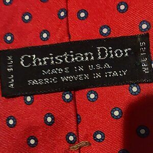 Vintage Christian Dior 100% silk neck tie red tall